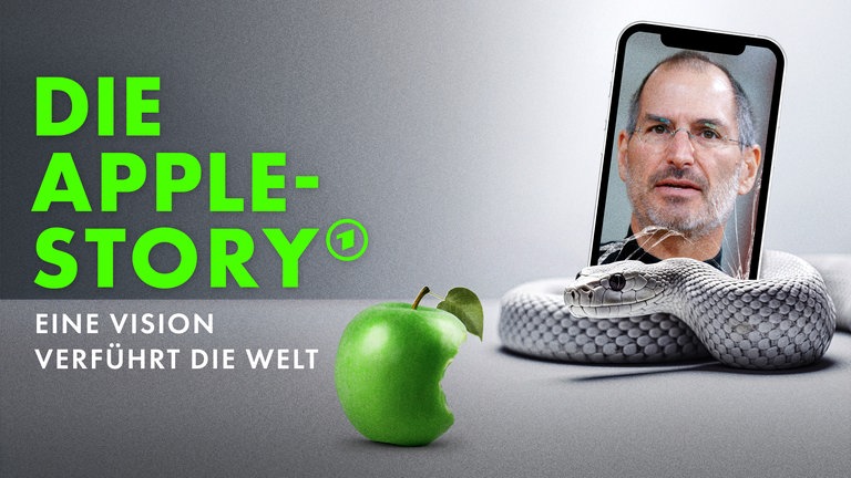 Cover zur Doku "Die Apple-Story - Eine Vision verführt die Welt"Das Bild wurde mit Hilfe von KI generiert
