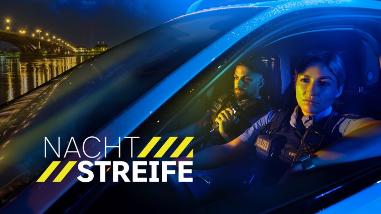 ARD Doku-Soap "Nachtstreife" Eine Polizistin und ein Polizist bei einem Einsatz in Mainz