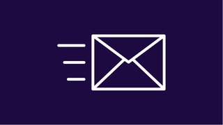 Das SWR Icon Briefumschlag in weiß auf blauem Hintergrund, es steht für Ihre Nachricht an uns. 