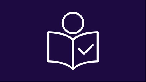 Icon für Leichte Sprache im SWR: Ein Kopf hinter einem aufgeschlagen Buch in weiß auf blauem Hintergrund