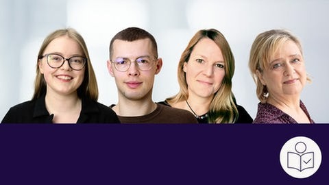 Das Team für Nachrichten in Leichter Sprache: Patrisha Walters, Johannes Köhler, Katharina Kunz und Christina Renye.