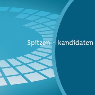 Schrift·zug Spitzenspitzen·kandidaten auf blauem Grund