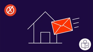 Ein Brief fliegt in ein Haus. Der Brief ist Symbol für die Wahl·benachrichtigung. Die Wahl·benachrichtigung sagt: Sie dürfen wählen. Rechts das SWR Logo für Leichte Sprache.