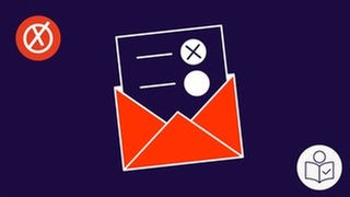 Ein Stimm·zettel steckt in einem Brief. Es ist Symbol für die Brief·wahl. Rechts das SWR Logo für Leichte Sprache.