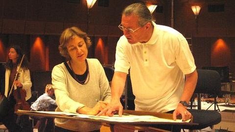 Isabel Mundry und Sylvain Cambreling bei den Proben zu "Penelopes Atem". Quelle: Armin Köhler, SWR.