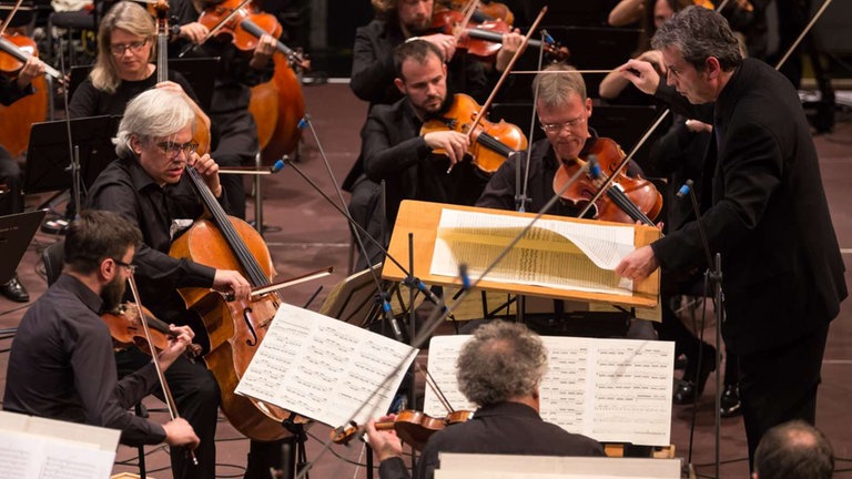 Streichquartett spielt mit Orchester
