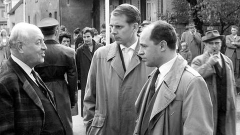 Donaueschinger Musiktage: (v.li.) Heinrich Strobel, Karlheinz Stockhausen, Pierre Boulez