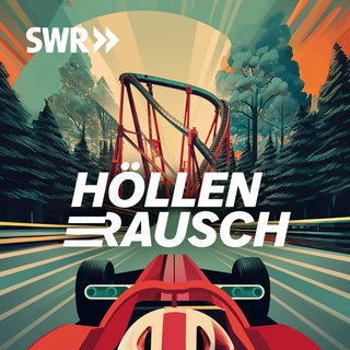 Cover zum Podcast Höllenrausch Illustration Rennauto