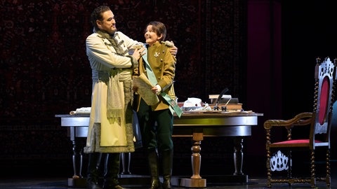 Alexander Tsymbalyuk (Boris Godunow) und Karolina Makuła (Fjodor)