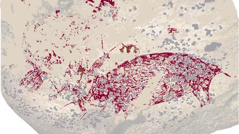 Schon früher als bislang gedacht haben unsere Vorfahren Höhlenmalereien angefertigt, auf denen Menschen mit Tieren interagieren. Das berichtet ein Forschungsteam aus Australien und Indonesien über die Insel Sulawesi in Indonesien