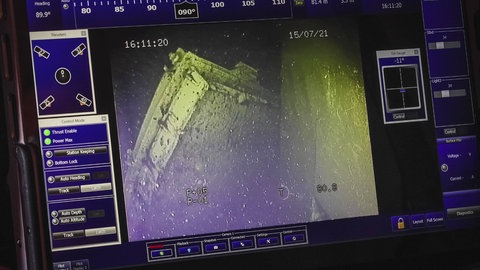 Hier wird mit Hilfe von Mesotech-Sonar und einem Unterwasserroboter das Schiffswrack der MS Estonia untersucht. Solche Unterwasseroboter könnten auch bei der Suche nach der "Endurance" zum Einsatz kommen.