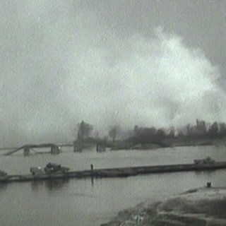 Bei Nierstein überschritten die Amerikaner am Ende des zweiten Weltkrieges 1945 zum ersten Mal den Rhein