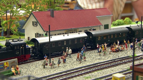 Modellbau-Projekt des Bahnhofs in Leinfelden von 1954.