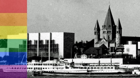 Blick auf Mainz, schwarz-weiß Panorama