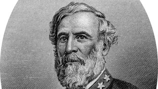 Kupferstich des konföderierten Generals Robert Edward Lee (19. Januar 1807 12. Oktober 1870), eines Berufsoffiziers, der als Befehlshaber der konföderierten Armee von Nordvirginia im amerikanischen Bürgerkrieg bekannt wurde.