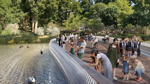 Eine künstlerische Darstellung der Brücke, die zukünftig im St. James's Park an Königin Elizabeth II. erinnern soll.