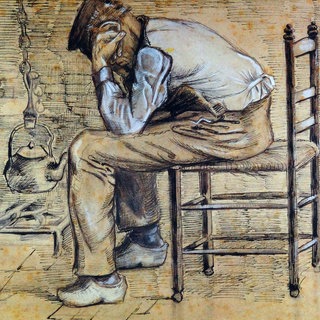 Öl auf Leinwand Gemälde des berühmten niederländischen Künstlers Vincent Van Gogh (30. März 1853 - 29. Juli 1890) mit dem Titel ‚Abgekämpfter Vincent‘. Vollendet 1881.
