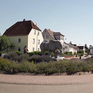 Warum steht ein pflügender Elefant auf dem Kreisel in Enkenbach-Alsenborn?