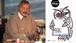 Celestino Piatti, Schweizer Grafiker, Maler und Buchgestalter, aufgenommen am 02.01.1997 in seinem Atelier in Basel. Seit 1961 war er als grafischer Gesamtgestalter des Deutschen Taschenbuchverlags (dtv) tätig. Archivfoto.