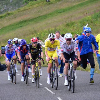 Fans jubeln den Sportlern bei der Tour de France zu.