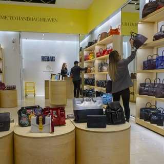The Rebag store in the World Trade Center Transportation Hub, The Oculus, in New York. Rebag is essentially a second hand store for luxury handbags.