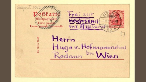 Stefan George an Hugo von Hofmannsthal, 9.12.1902