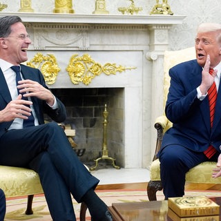 Präsident Donald Trump trifft sich mit NATO-Generalsekretär Mark Rutte im Oval Office des Weißen Hauses in Washington, 13. März 2025