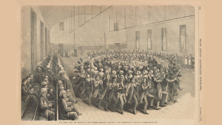 Joseph Becker »The Shakers of New Lebanon«, Holzschnitt, Mount Lebanon, New York, 1873