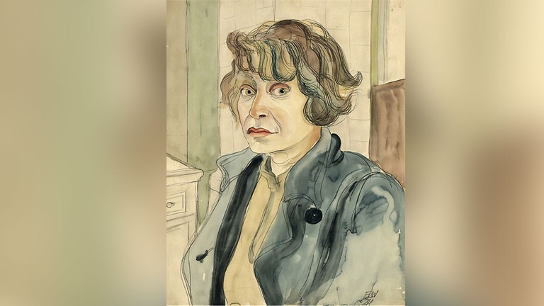 Elfriede Lohse-Wächtler, Im blauen Kittel – Selbstporträt IV, 1929