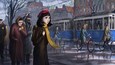 Szene aus dem Zeichentrickfilm „Wo ist Anne Frank"