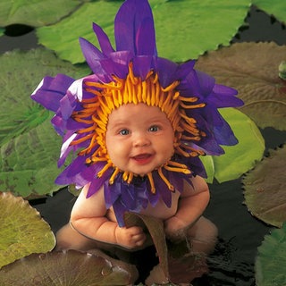 Fotografie der australischen Künstlerin Anne Geddes: Ein Baby als Teichrose