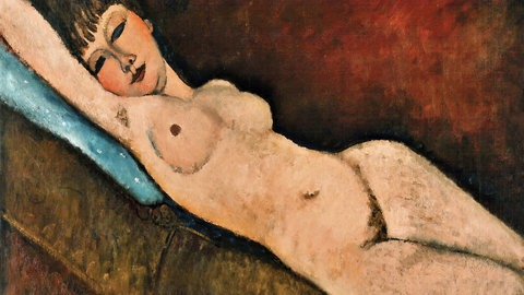 Amedeo Modigliani: Liegender Akt auf einem blauen Kissen