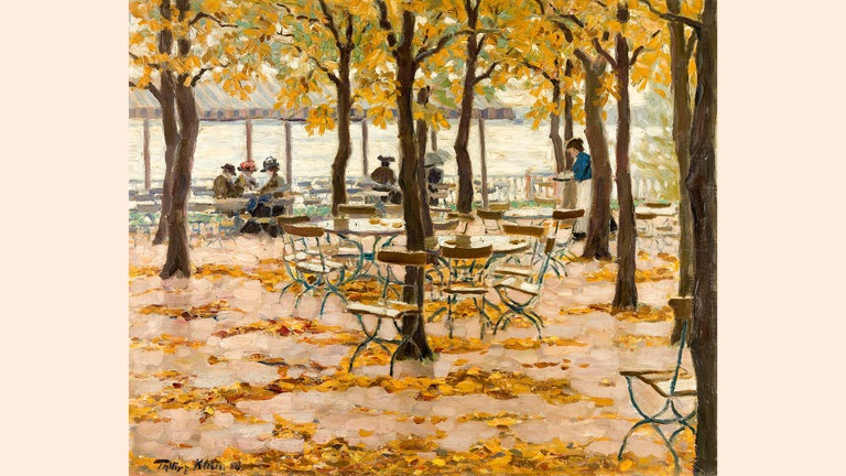 Philipp Klein: Restaurant Berg am Starnberger See. Öl auf Leinwand, 1904. Ausstellung Philipp Klein in den Reiss-Engelhorn-Museen Mannheim