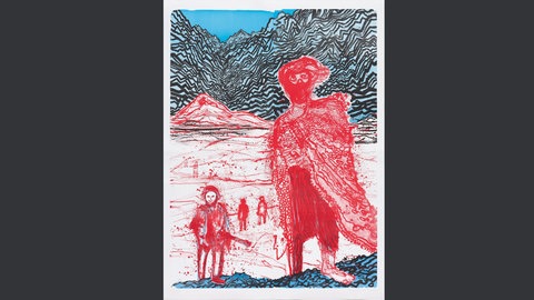 Daniel Richter, Begegnung im Hinterland, 2011. Lithografie von vier Steinen