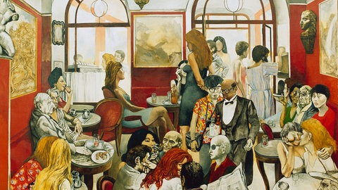 Das „Caffè Greco“ hat auch den berühmten Maler Renato Guttuso inspiriert. Das Café ist tatsächlich zur Kulisse eines seiner Gemälde geworden: „Das Caffè Greco“ aus dem Jahr 1976.