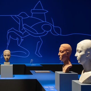 Ausstellungsansicht „O Mensch! Wilhelm Lehmbruck - Die letzten Jahre. Dialog mit Yves Netzhammer“. Werke Yves Netzhammer