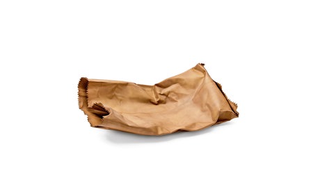Papiertüte (Croissant); Silber, gefaltet und patiniert; David Bielander; München, 2016; 5 × 20 × 11 cm     
