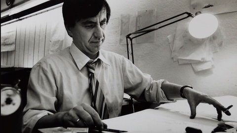 Heinz Edelmann im Studio an der Arbeit an Yellow Submarine, Soho, London, 1968