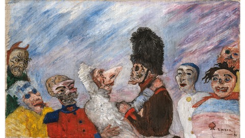 James Ensor - Skelett verhaftet Maskierte