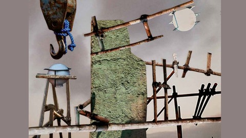 Nazanin Hafez, The Scaffold Touches the Sky, Papiercollage