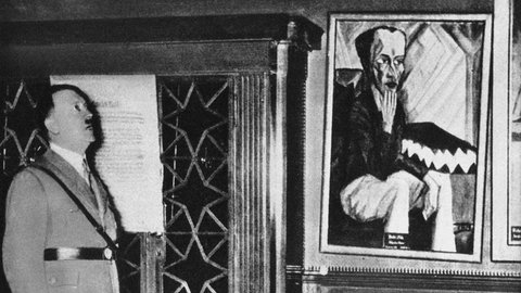 Adolf Hitler besucht in Dresden 1935 die Ausstellung "Entartete Kunst"