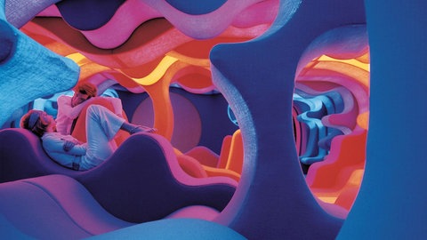 Fantasy Landscape von Verner Panton auf der Ausstellung Visiona II, Möbelmesse Köln, 1970