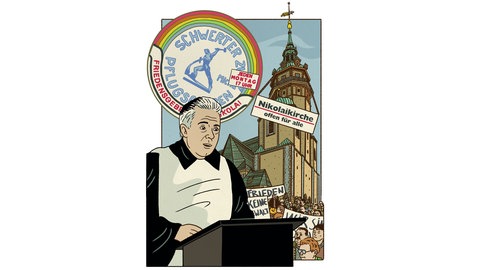 Illustration aus "100 Köpfe der Demokratie", Hanser Verlag