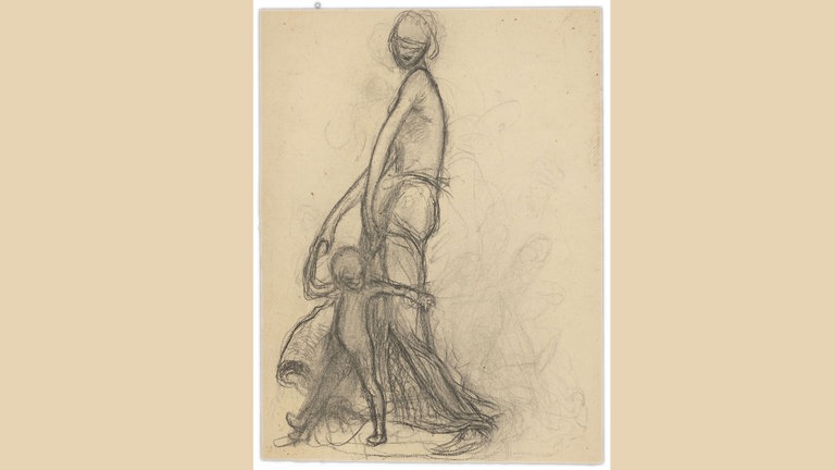 Ernst Barlach, Schreitende Frau mit Kind, 190001, Kohle