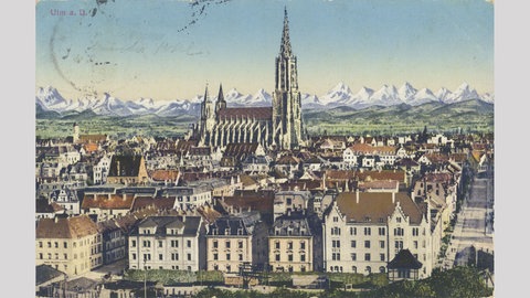 Ulm 1910 Retusche, Historische Postkarte