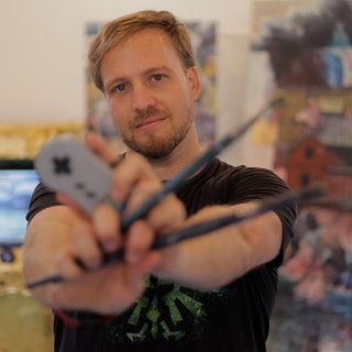 Der Künstler Benjamin Burkard verbindet klassische Malerei mit einer digitalen Bildästhetik.