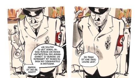 Comic „Zwei weibliche Halbakte“ von Luz: „Ausstellung Entartete Kunst“