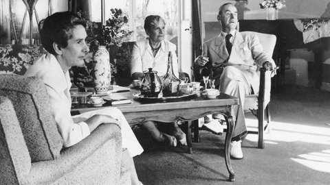 Erika Mann und ihre Eltern Katia und Thomas Mann. Fotografie um 1950.