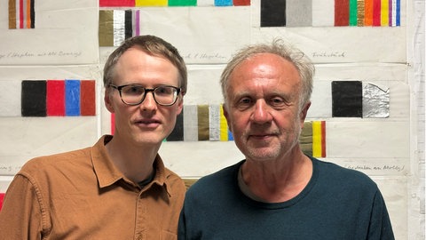 Der Maler und Autor Werner Schmidt (rechts) und einer seiner Projektpartner und Co-Autoren Dr. Jakob Brüssermann.
