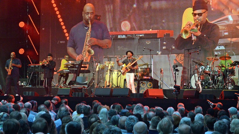 Marcus Miller am 3. Juli 2025 bei den jazzopen in Stuttgart.